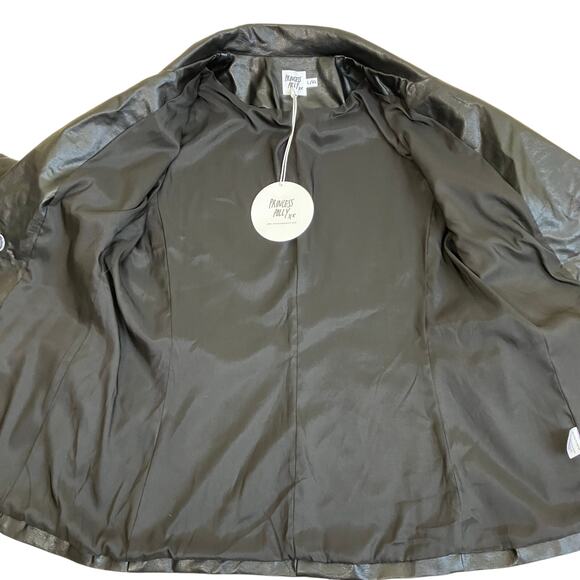 Princess Polly NWT Sz L/XL Ellen Faux Leather Double Breasted Blazer Jacket - Picture 11 of 16
